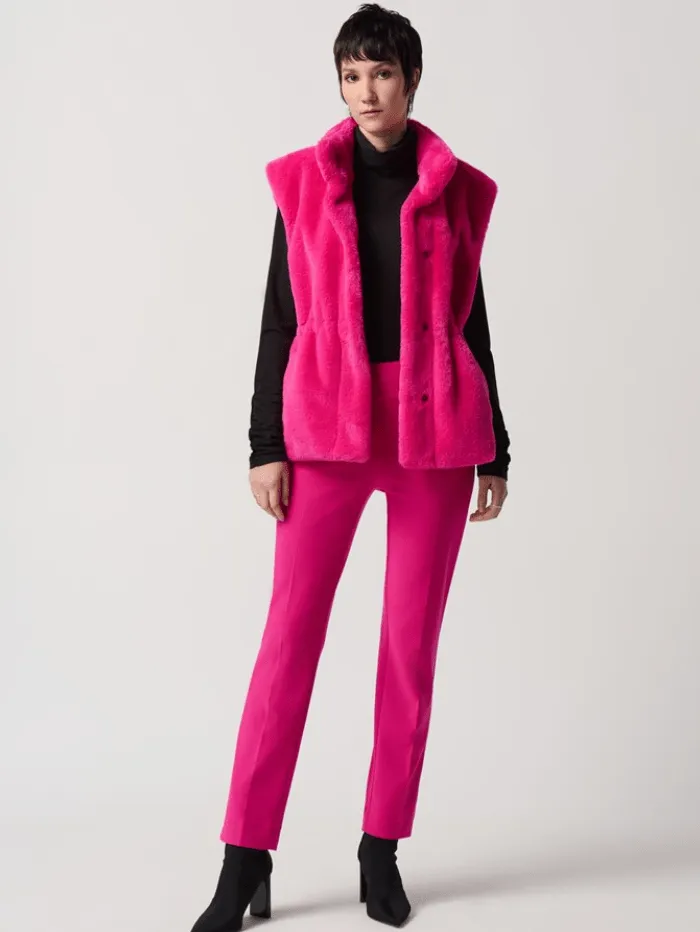 Joseph Ribkoff Faux Fur Gilet In Shocking Pink 234903 Col 4129