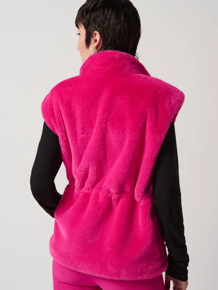 Joseph Ribkoff Faux Fur Gilet In Shocking Pink 234903 Col 4129