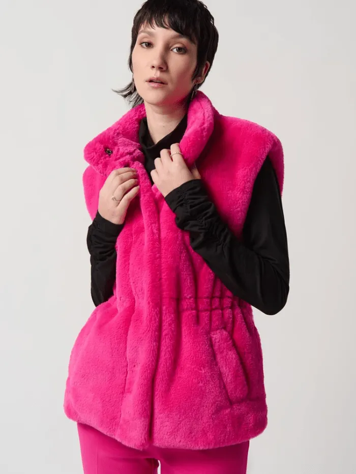 Joseph Ribkoff Faux Fur Gilet In Shocking Pink 234903 Col 4129