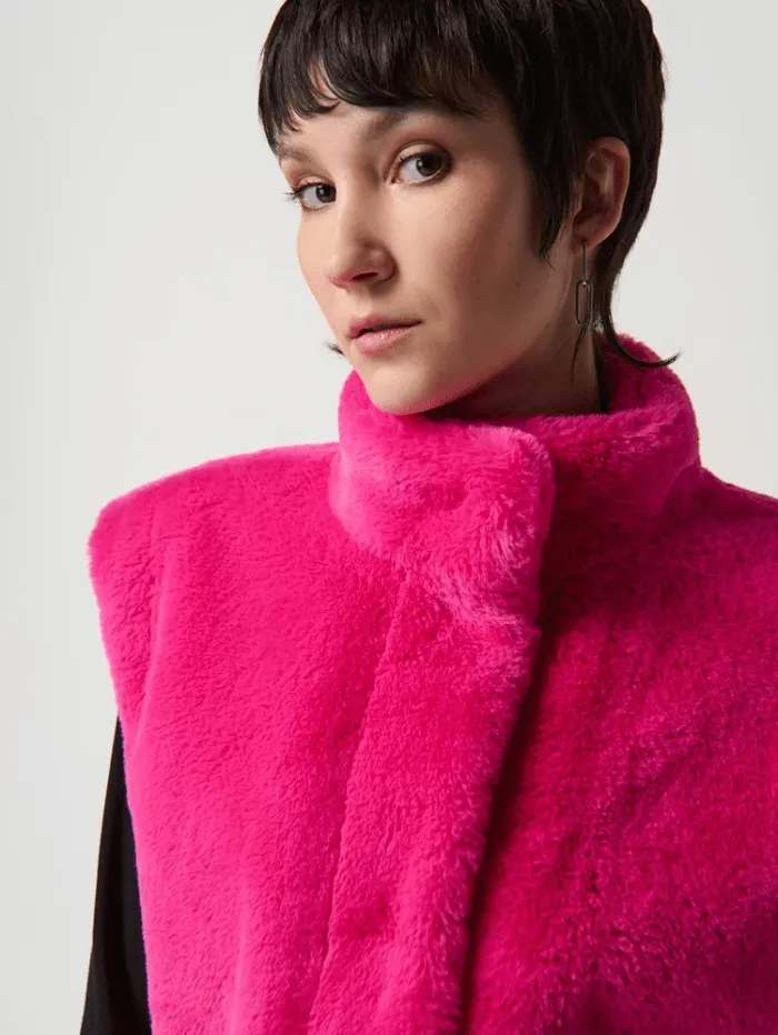 Joseph Ribkoff Faux Fur Gilet In Shocking Pink 234903 Col 4129