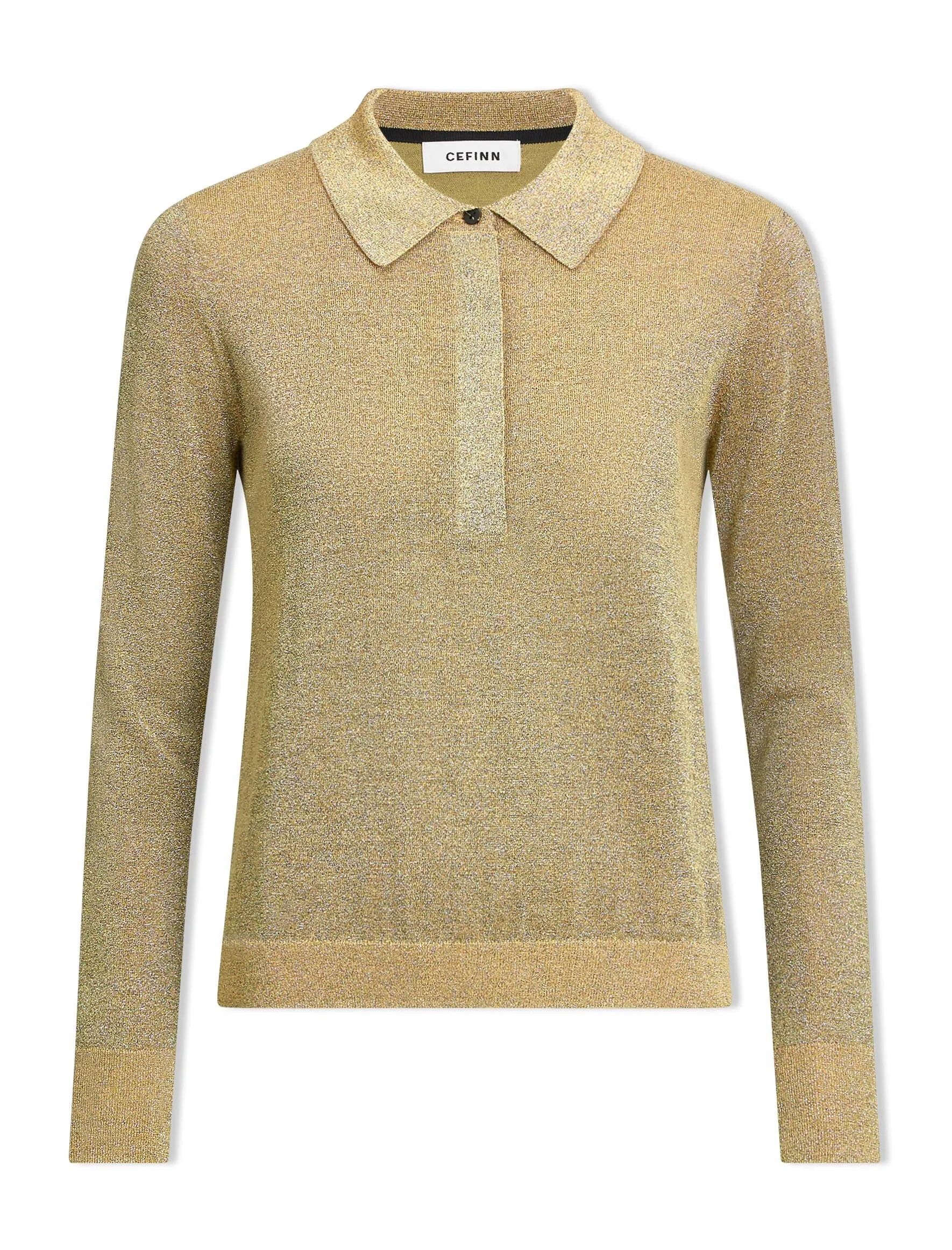 Josie Lurex Collared Jumper - Gold