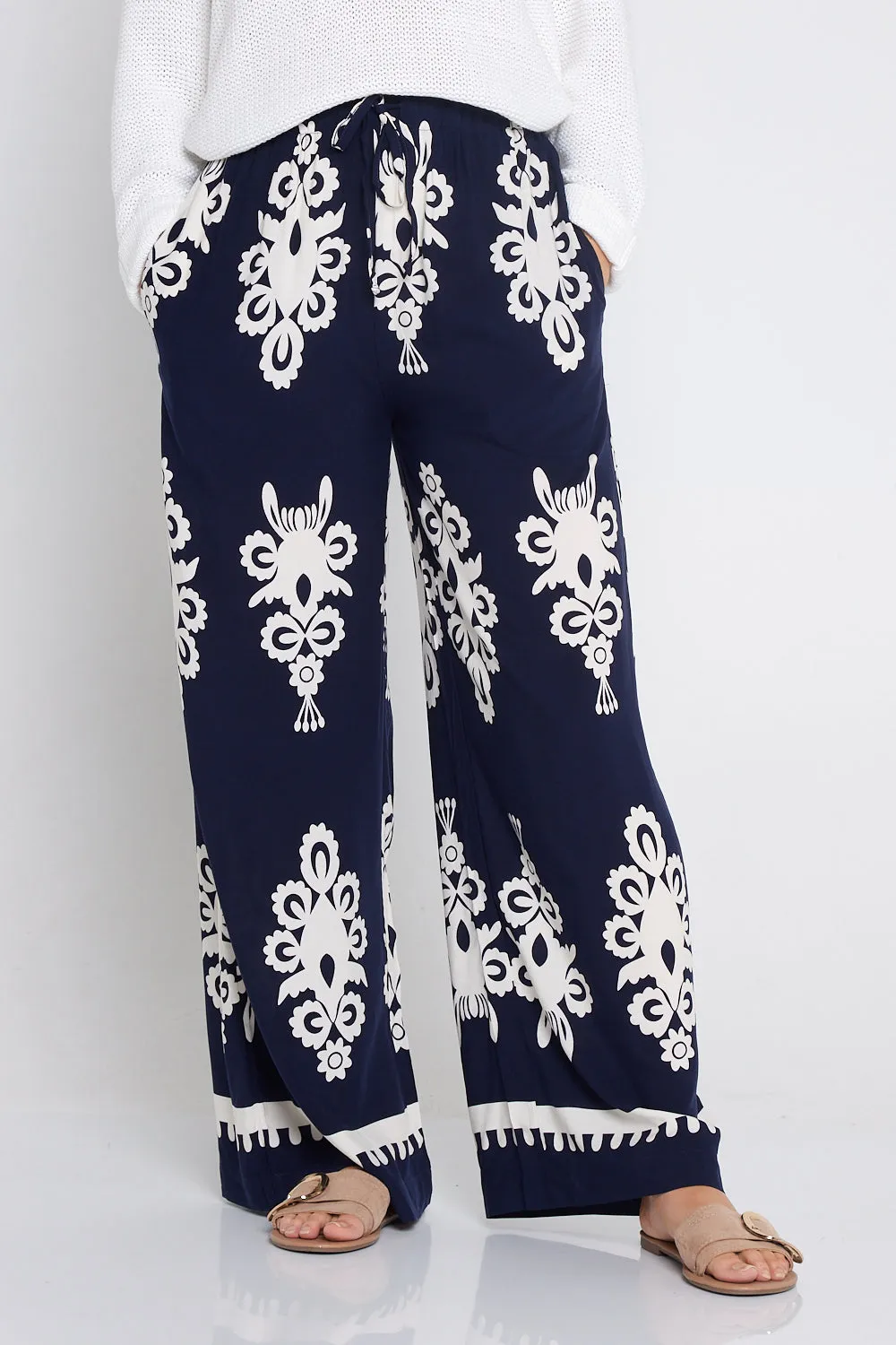 Karishma Pants - Navy/White