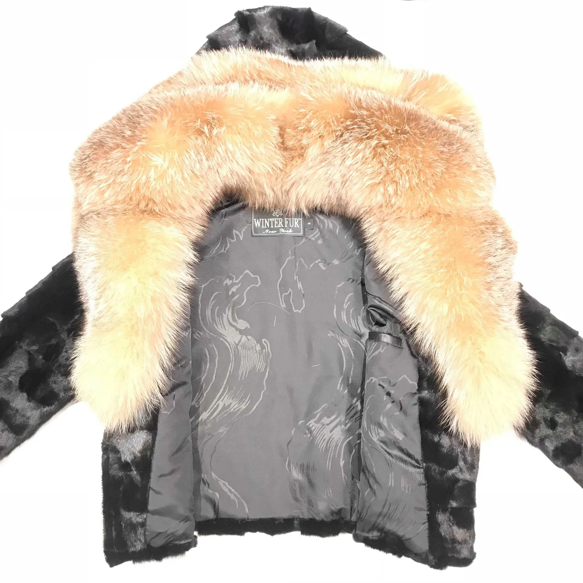 Kashani Mink Oversized Fox Fur Collar Coat