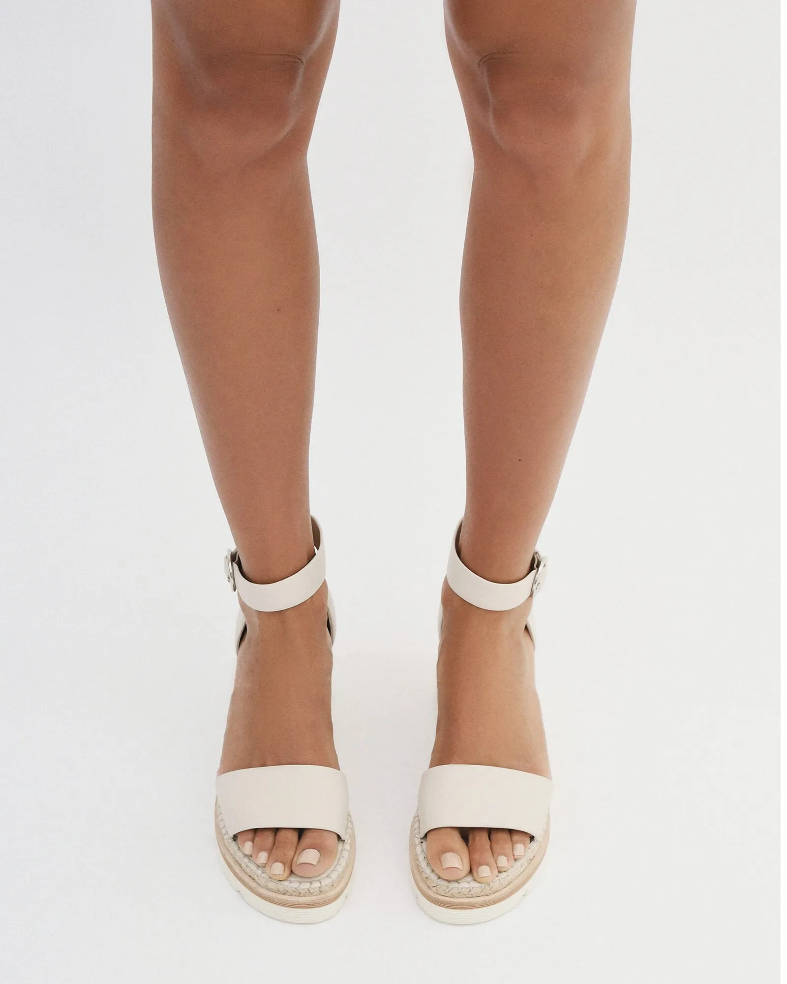 KELLY MID HEEL WEDGES BONE LEATHER