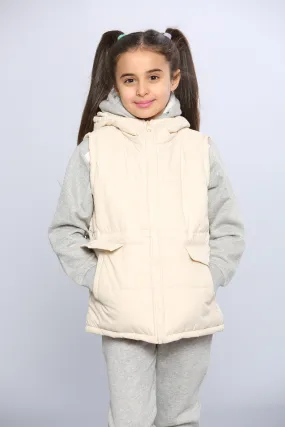 Kids Zip Through Gilet - Beige