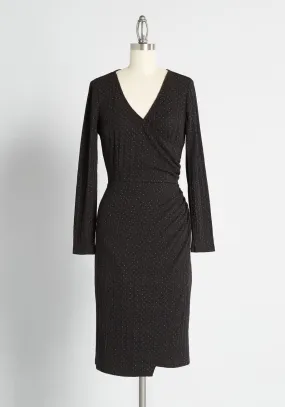 Knit on the Town Faux-Wrap Dress