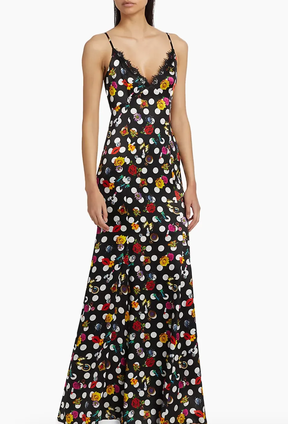 L'Agence Zanna  Gown Black Multi Crystal Dot