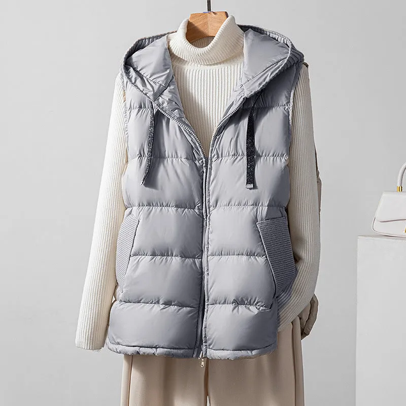 Lanfubeisi 2024 fall fashion trends Lightweight down Vest Women's Autumn and Winter Thin Outer Wear Korean Style Slimming White Duck down Sleeveless down Jacket Vest