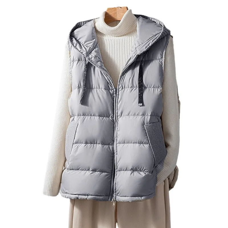 Lanfubeisi 2024 fall fashion trends Lightweight down Vest Women's Autumn and Winter Thin Outer Wear Korean Style Slimming White Duck down Sleeveless down Jacket Vest