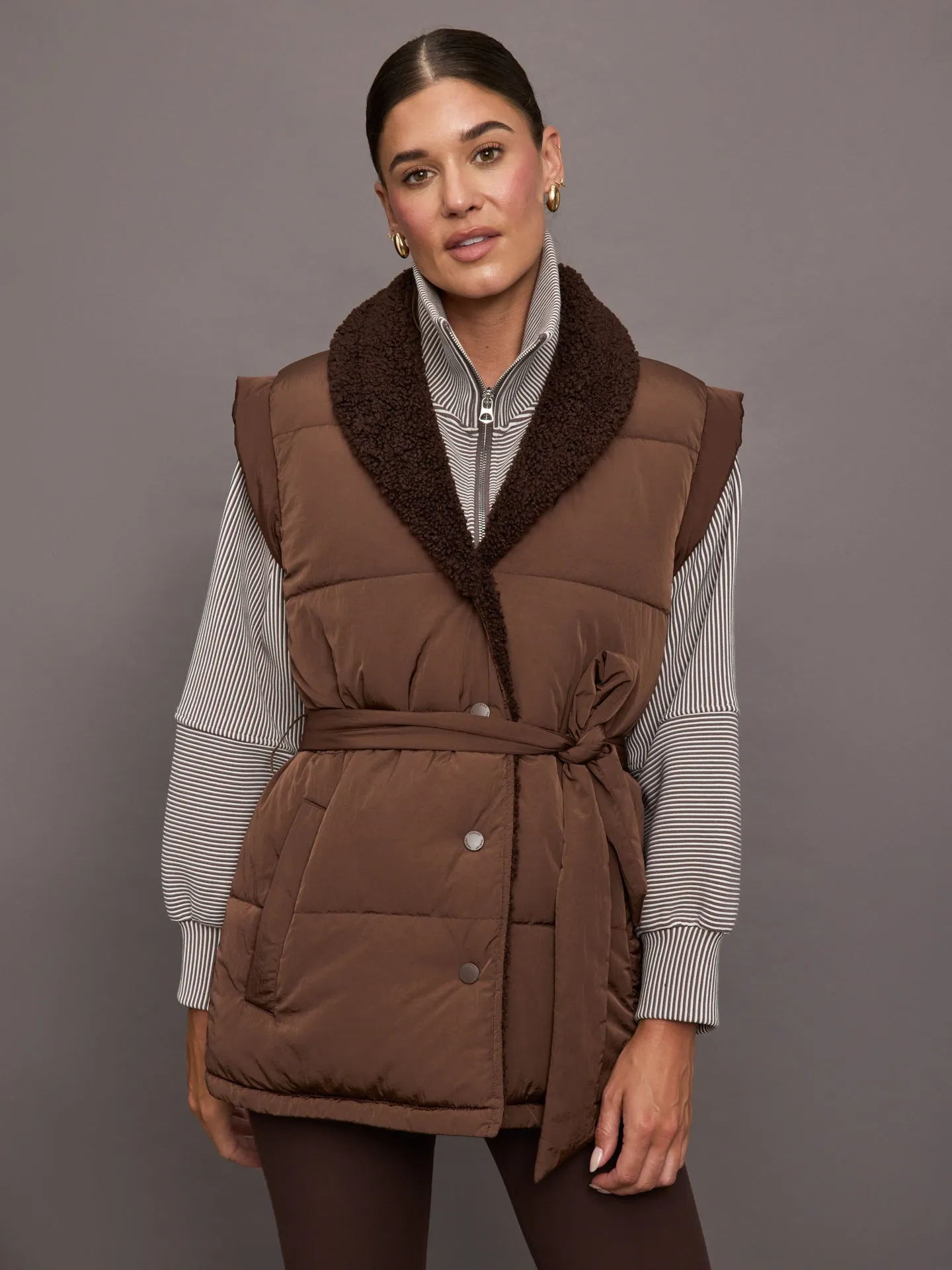 Lanville Wrap Puffer Gilet - Chestnut / Coffee Bean