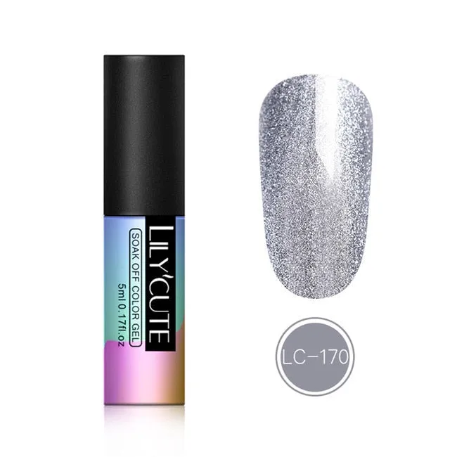 LILYCUTE 5ml Color UV Gel Holographic Glitter Sequins Semi Permanent Soak Off Nail Art Gel Polish Varnish Manicure Design