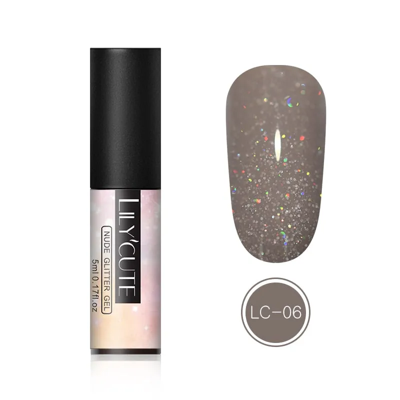 LILYCUTE 5ml Color UV Gel Holographic Glitter Sequins Semi Permanent Soak Off Nail Art Gel Polish Varnish Manicure Design