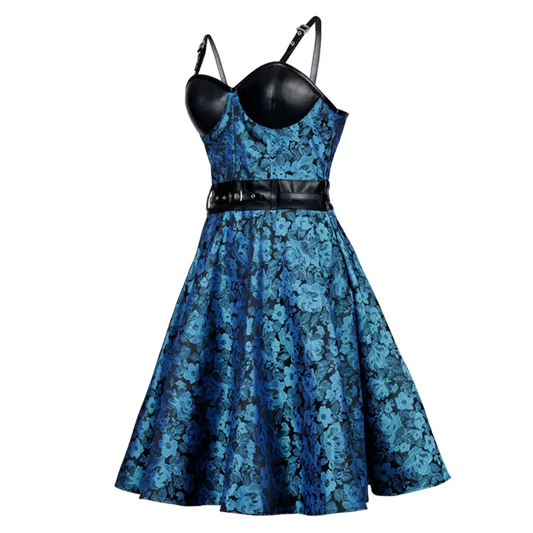 Lissandra  Blue/Black Bustier Short Dress