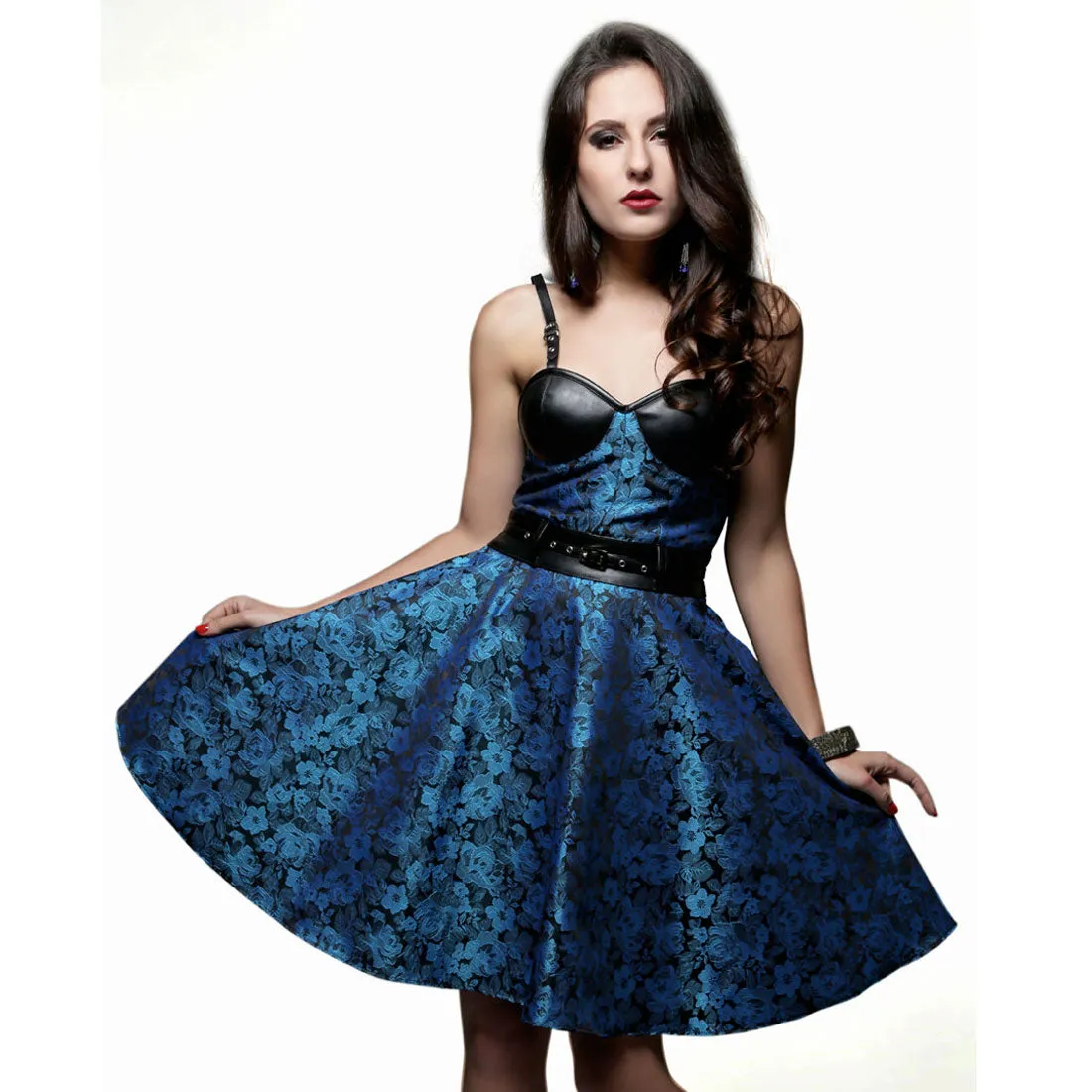 Lissandra  Blue/Black Bustier Short Dress