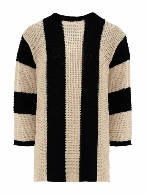 Long-sleeve striped mini jumper dress