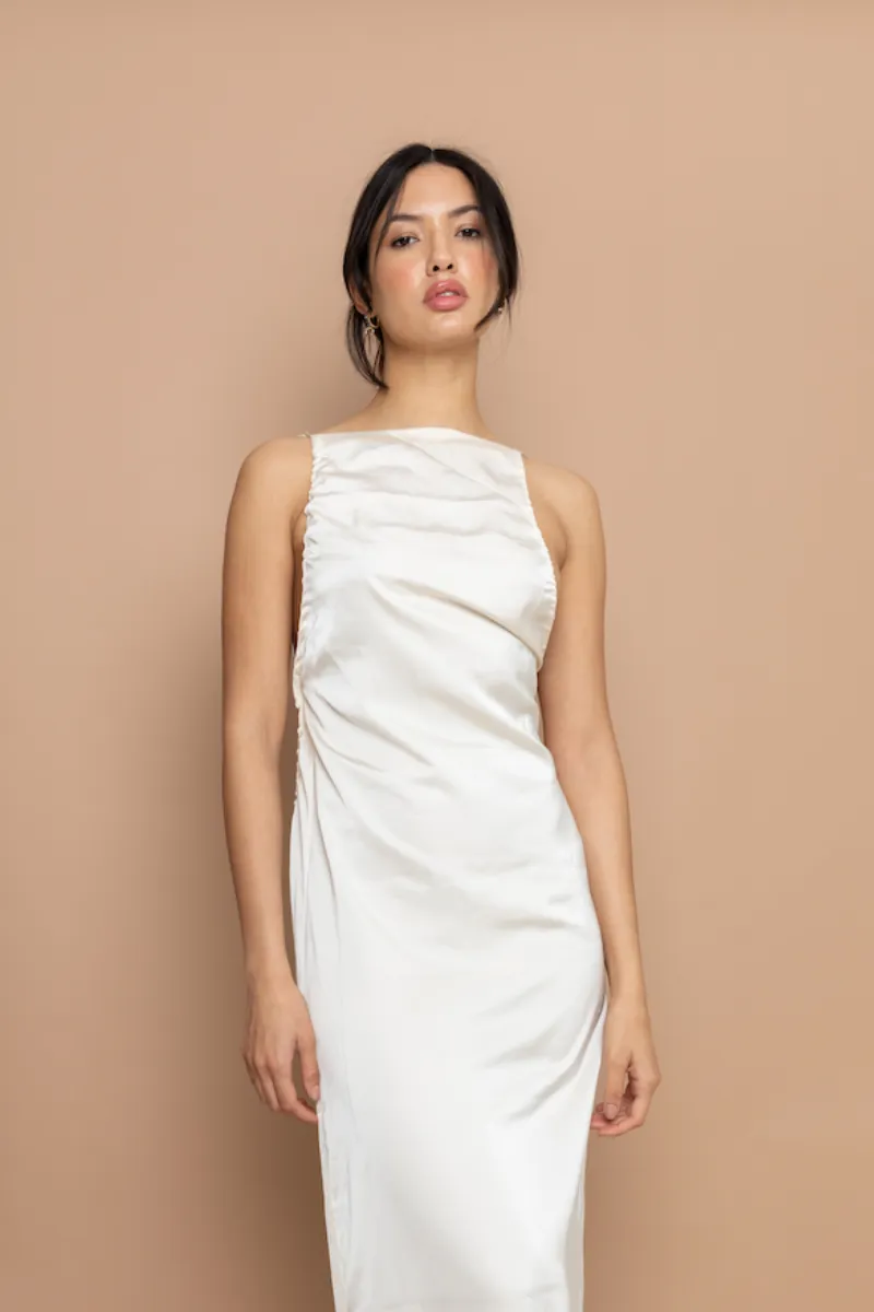 Luxury Satin Slip Dress - Ivory