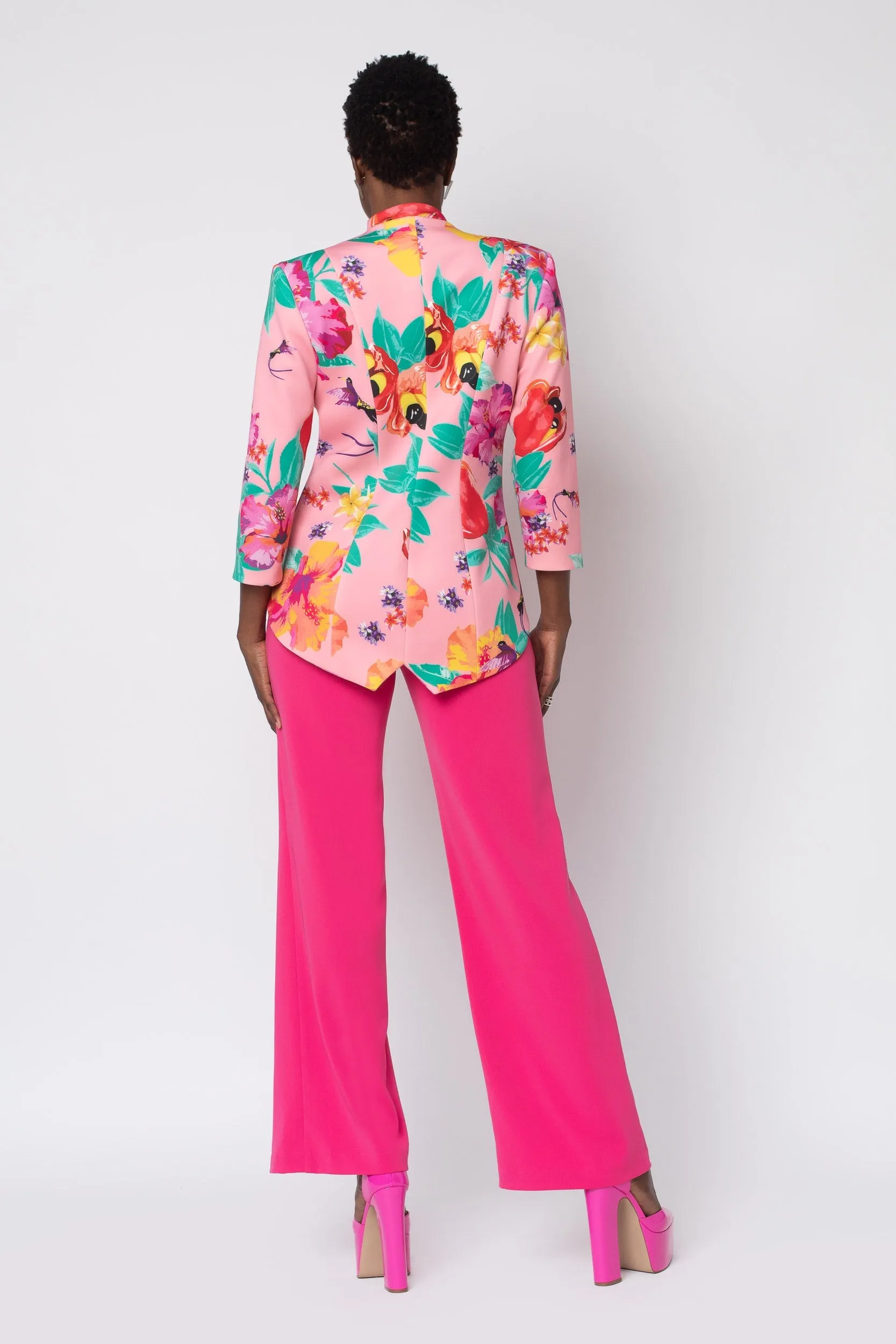 MADE TO ORDER: Raspberry Ackee Print Combo Neoprene Tuxedo Jacket