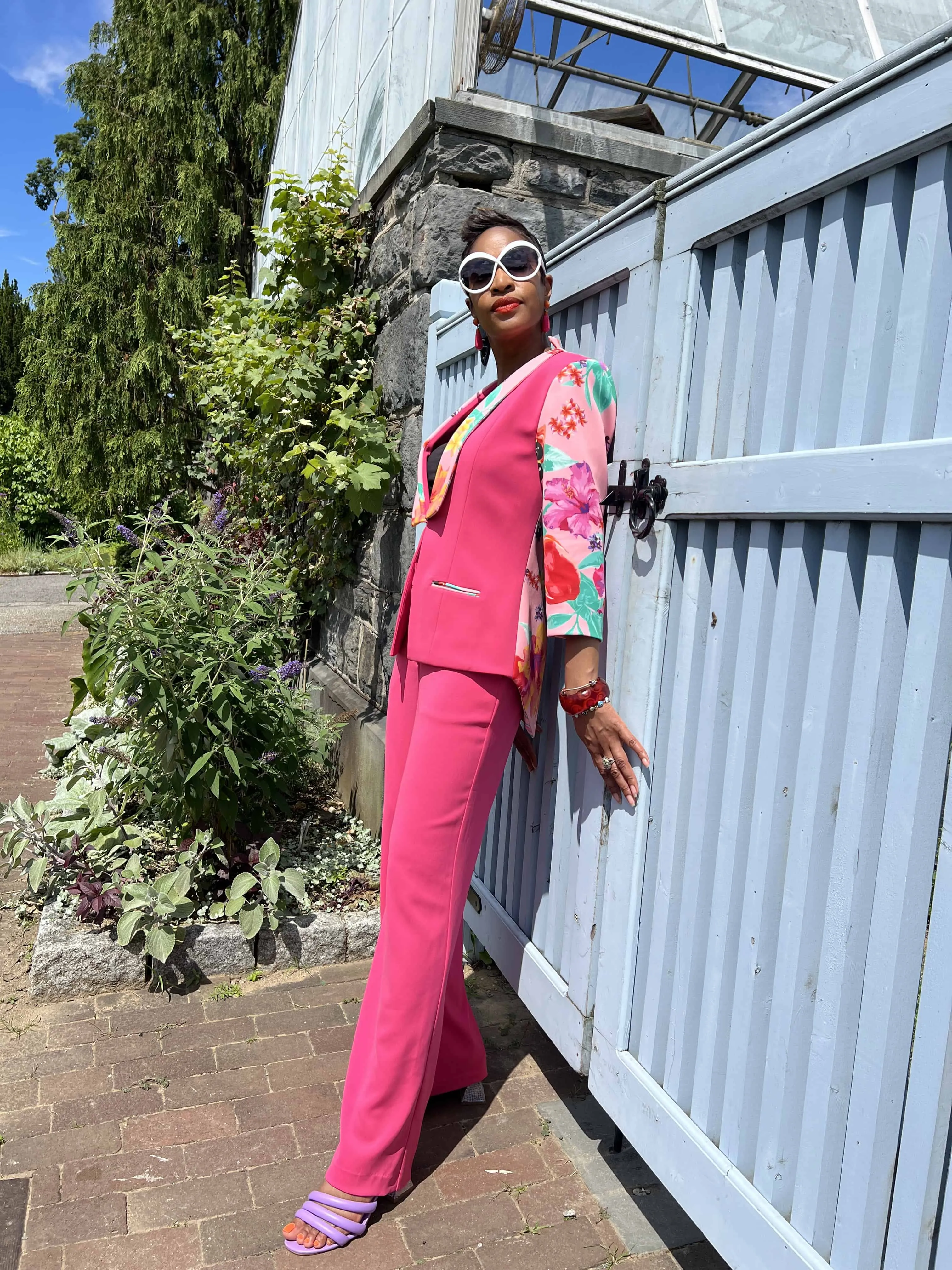 MADE TO ORDER: Raspberry Ackee Print Combo Neoprene Tuxedo Jacket