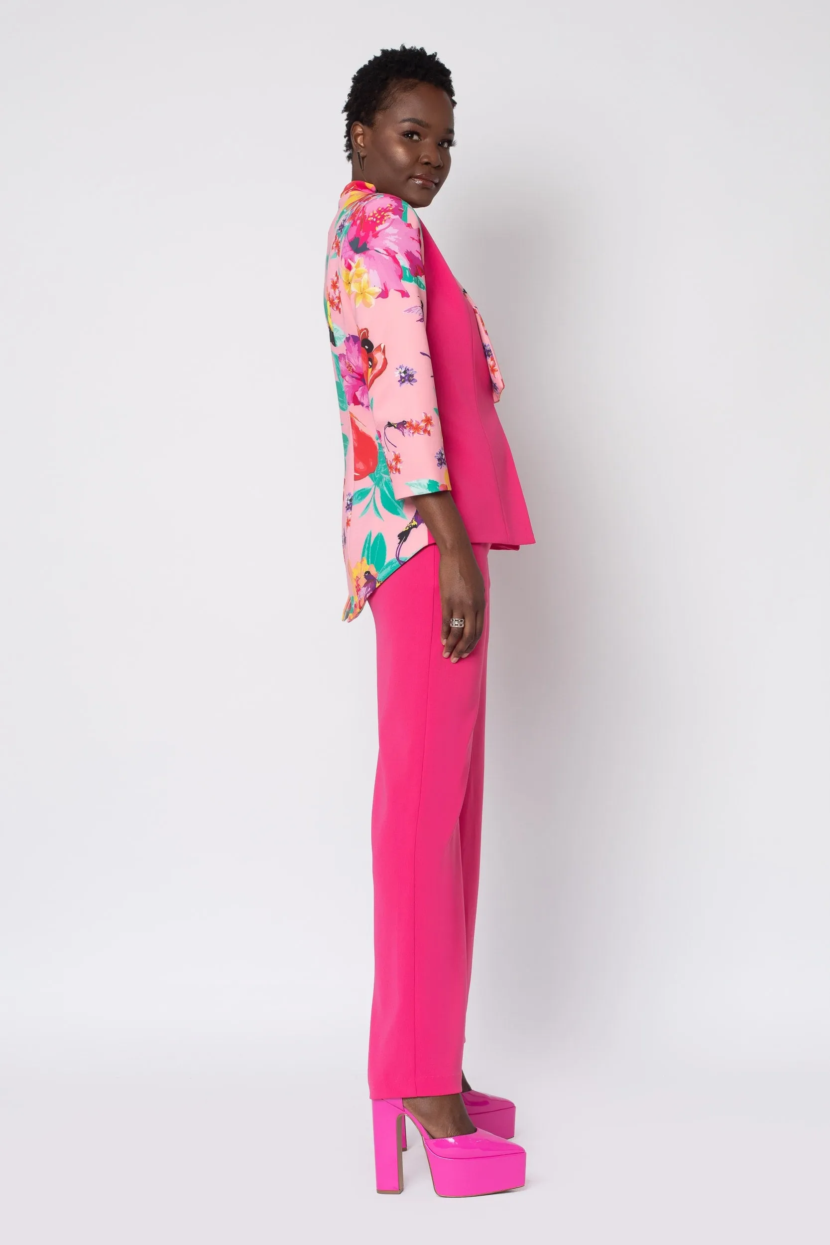 MADE TO ORDER: Raspberry Ackee Print Combo Neoprene Tuxedo Jacket