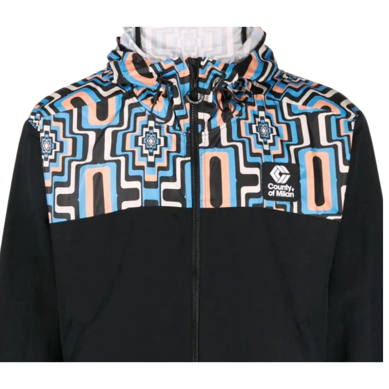 Marcelo Burlon Optical Cross Black Hooded Windbreaker