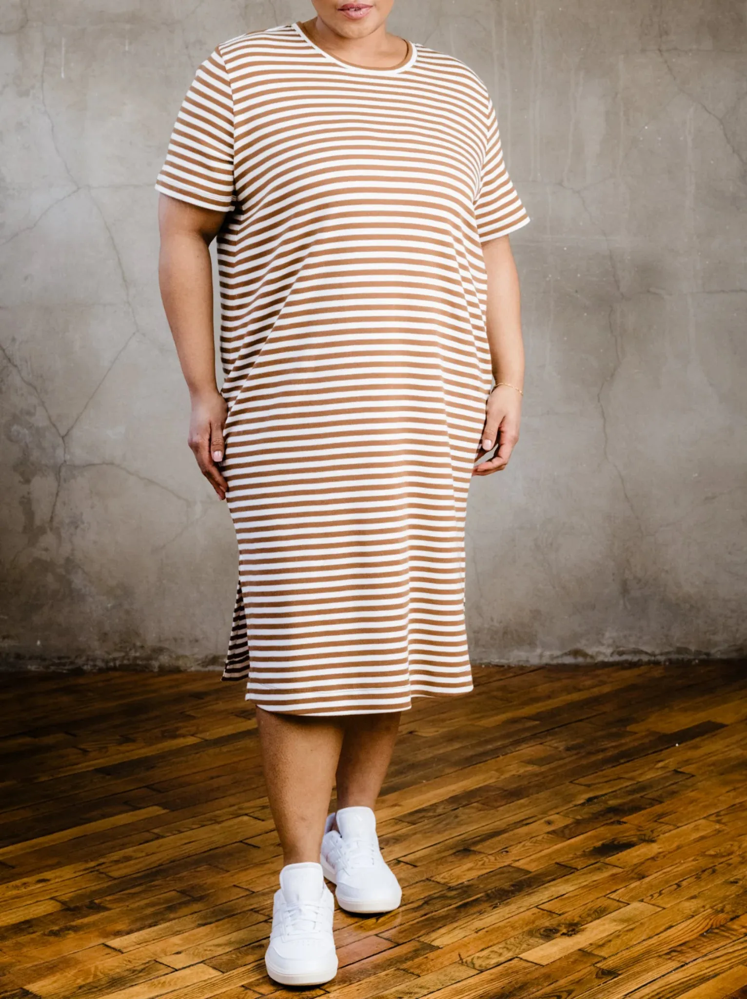 Maria Boxy Dress - Pecan Stripe