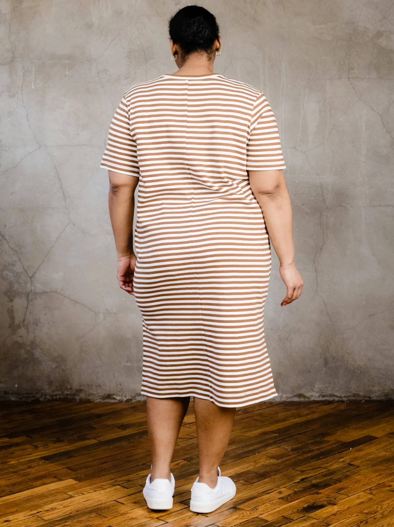 Maria Boxy Dress - Pecan Stripe