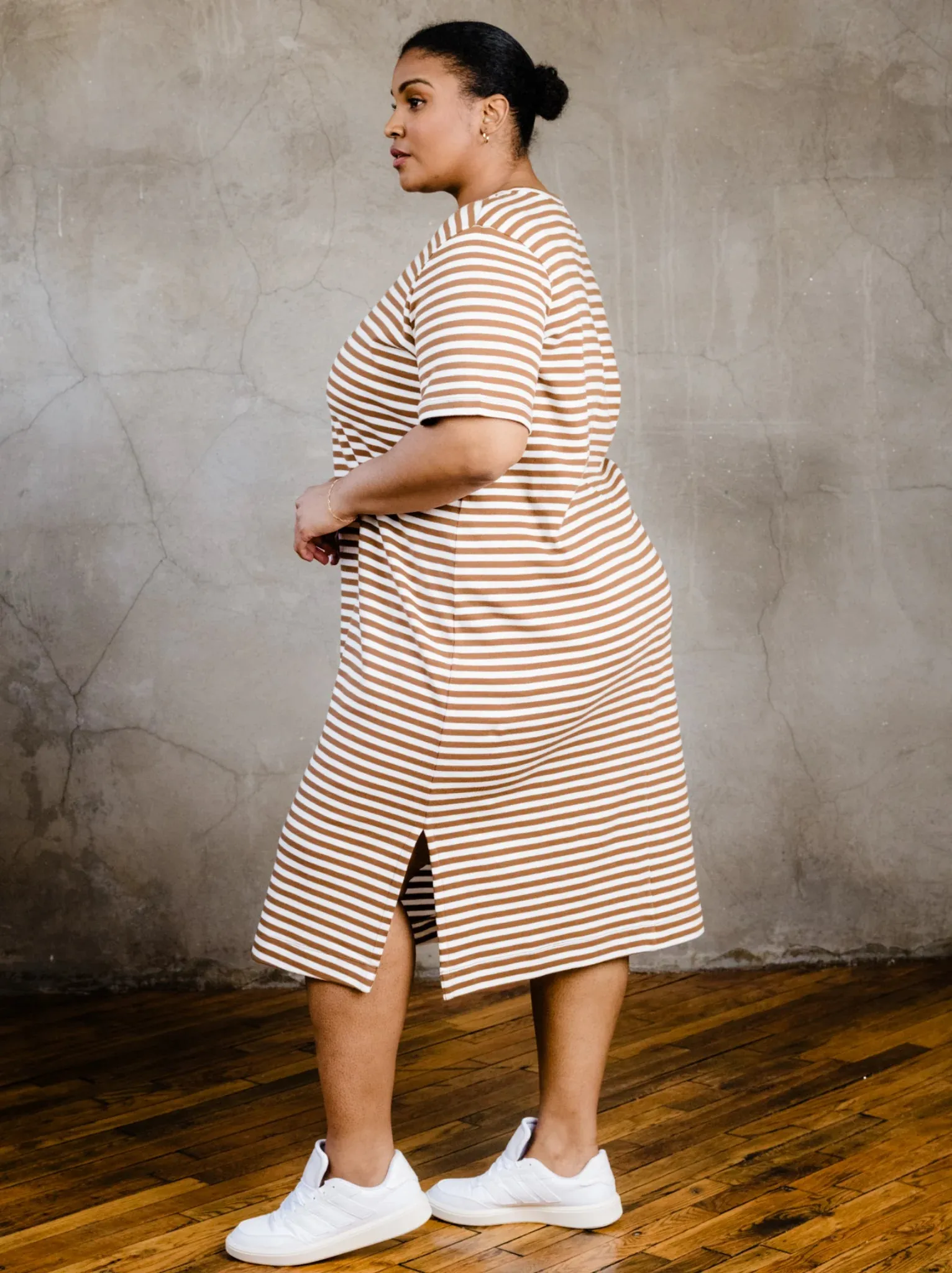 Maria Boxy Dress - Pecan Stripe