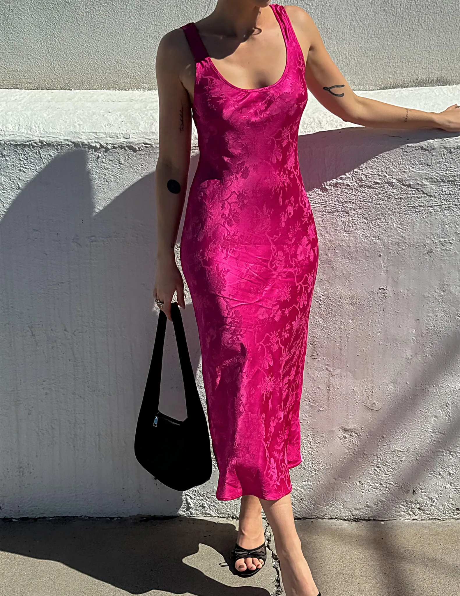 Market Fuchsia Jacquard Midi Dress