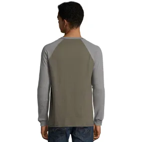 Men's Hanes Beefy Heavyweight Color Block Raglan Henley T-Shirt