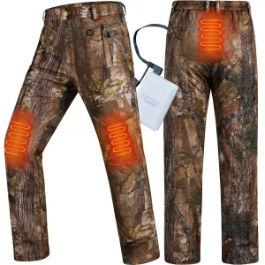 Men's Heated Pants for Hunting, 3 Heating Zones, Power Bank Included