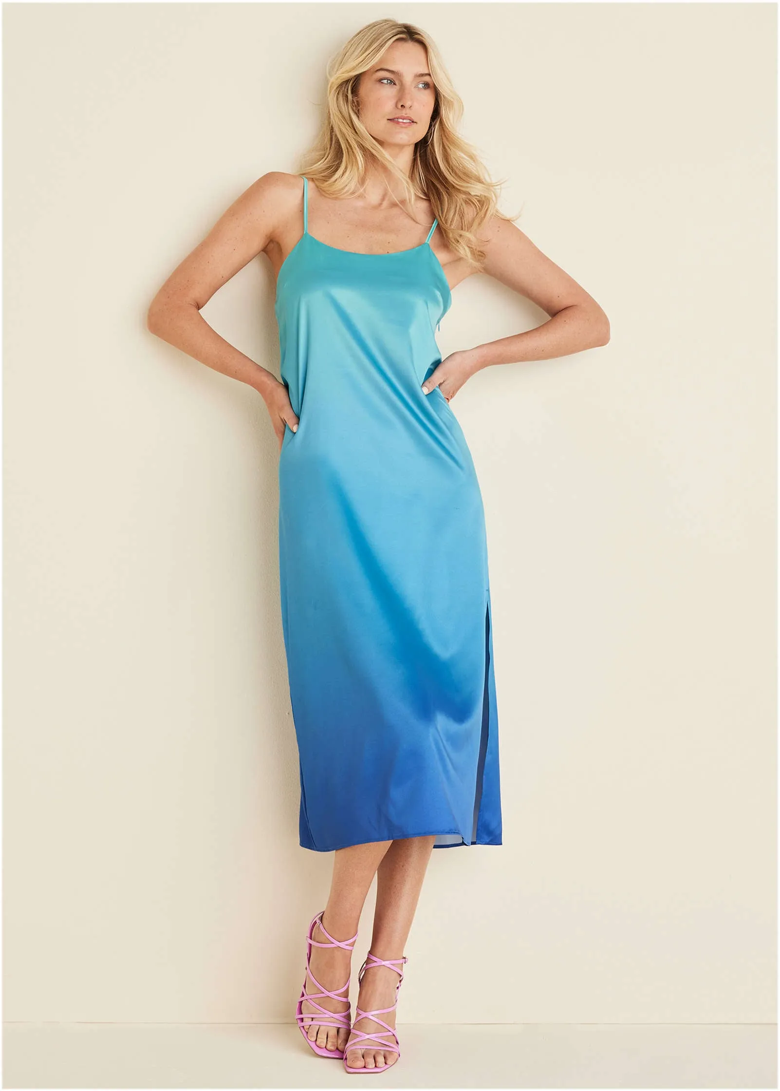 Midi Slip Dress - Atlantis Ombre