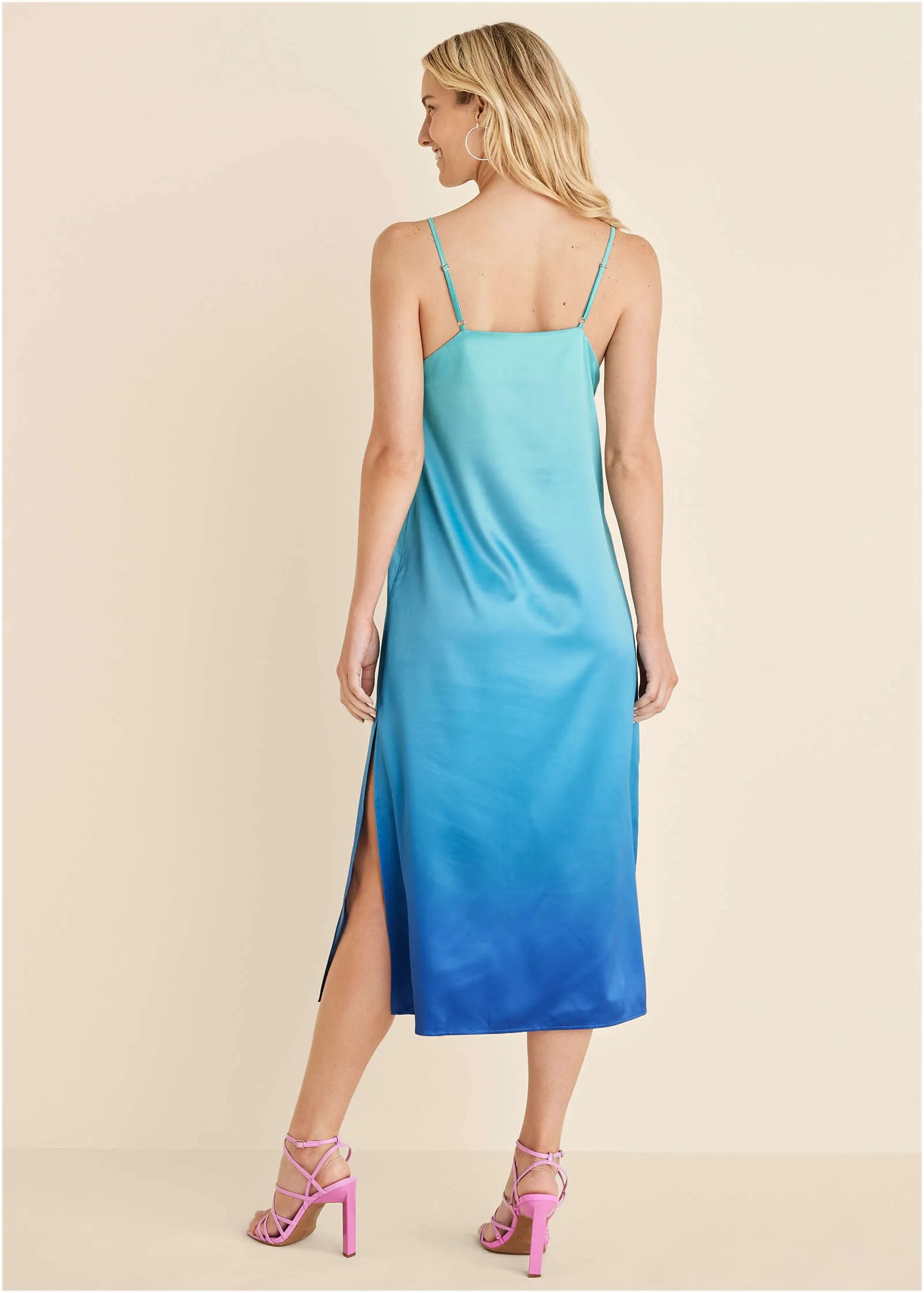 Midi Slip Dress - Atlantis Ombre