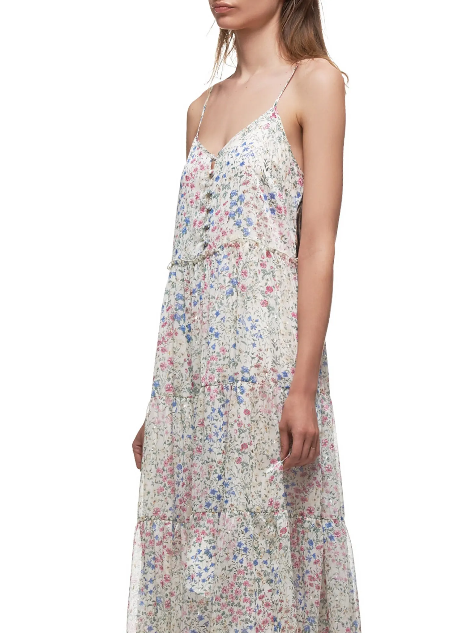 Midi Tiered Slip Dress (7657L-269L-ECRU-FLORAL)