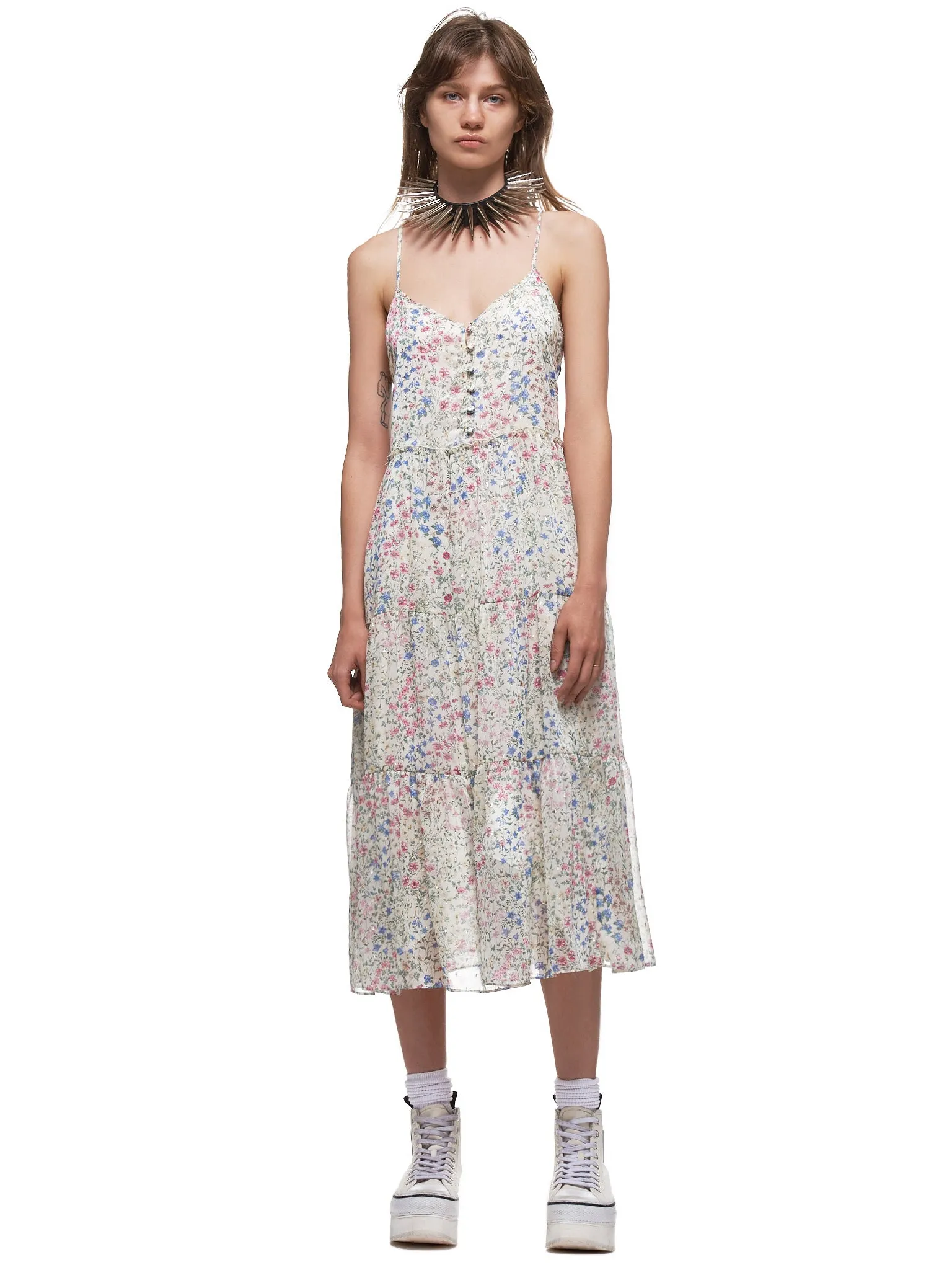 Midi Tiered Slip Dress (7657L-269L-ECRU-FLORAL)