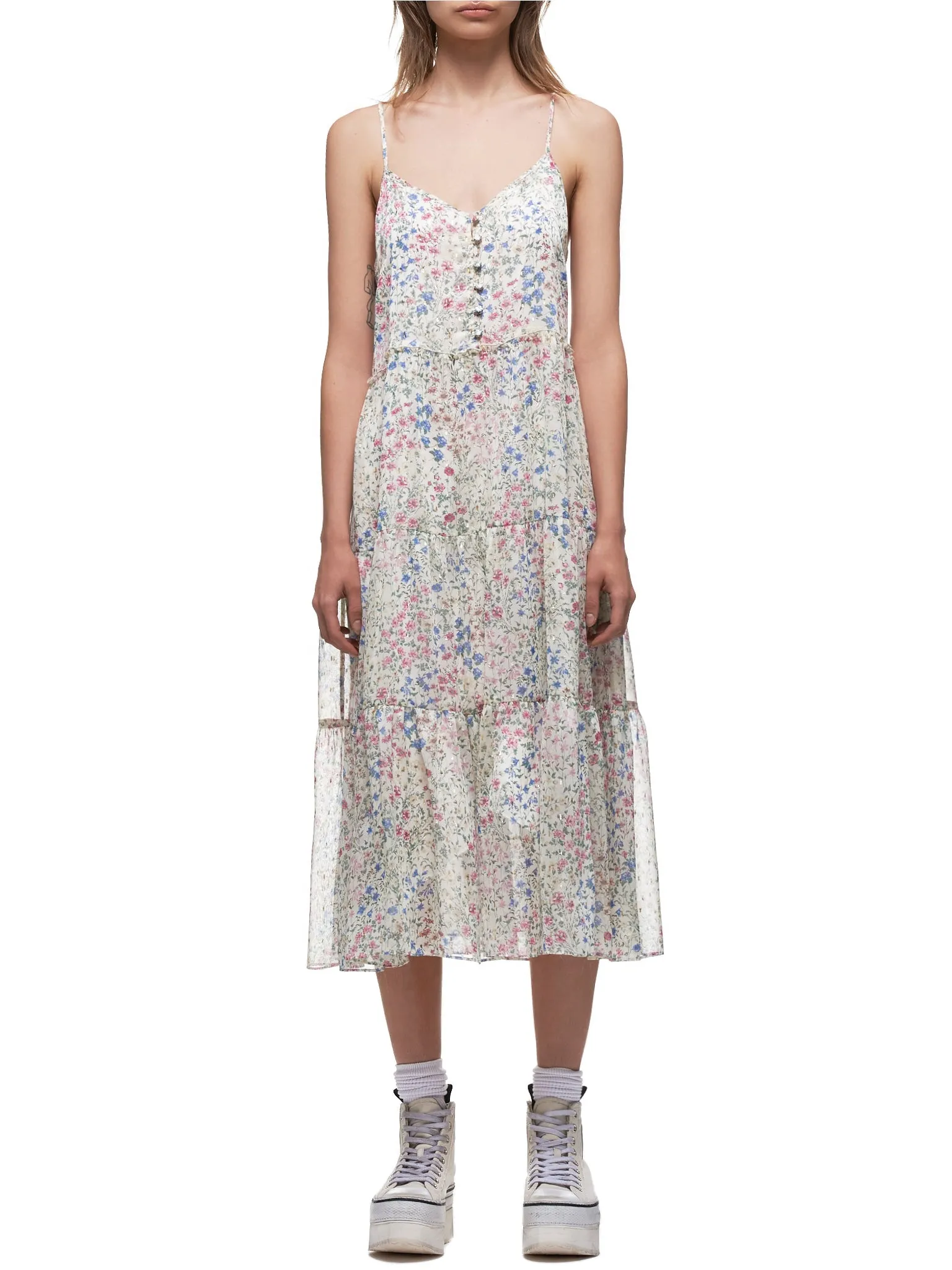 Midi Tiered Slip Dress (7657L-269L-ECRU-FLORAL)