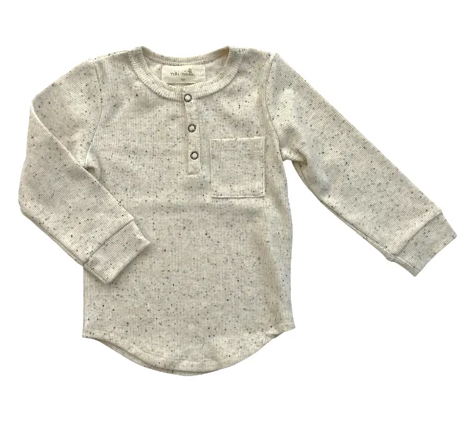 Miki Miette - Garrett Long Sleeve Henley in Speckled Oatmeal