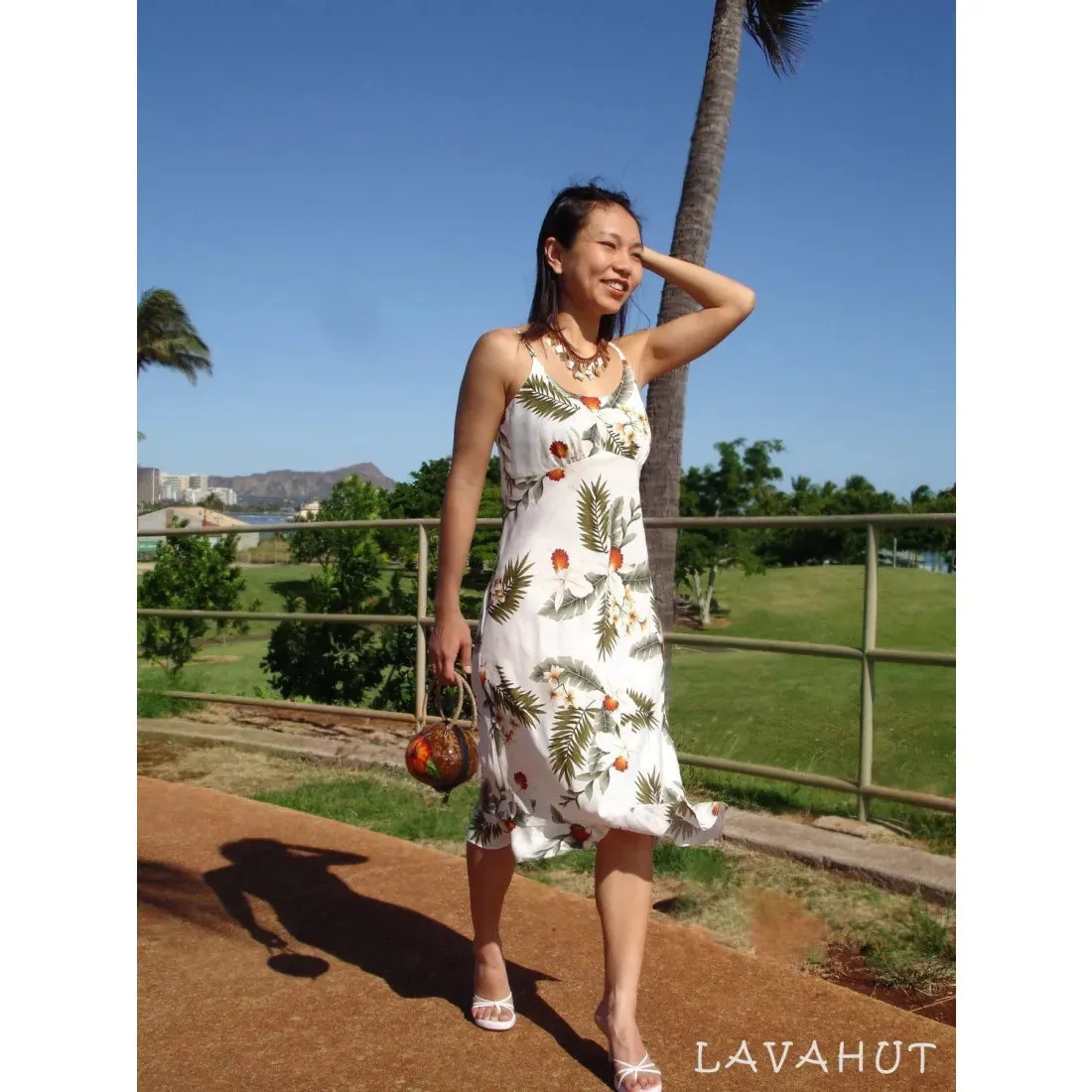 Moon White Kamalii Hawaiian Dress