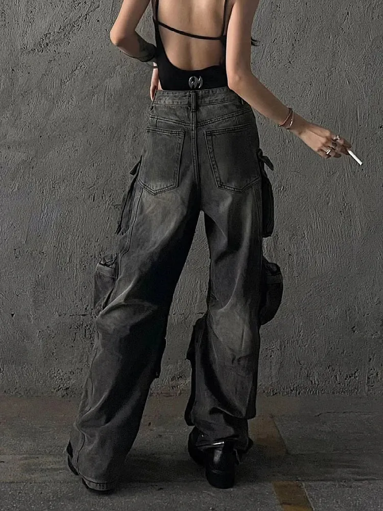 Multi-pocket Pants Y2K Women Cargo High-street Pants