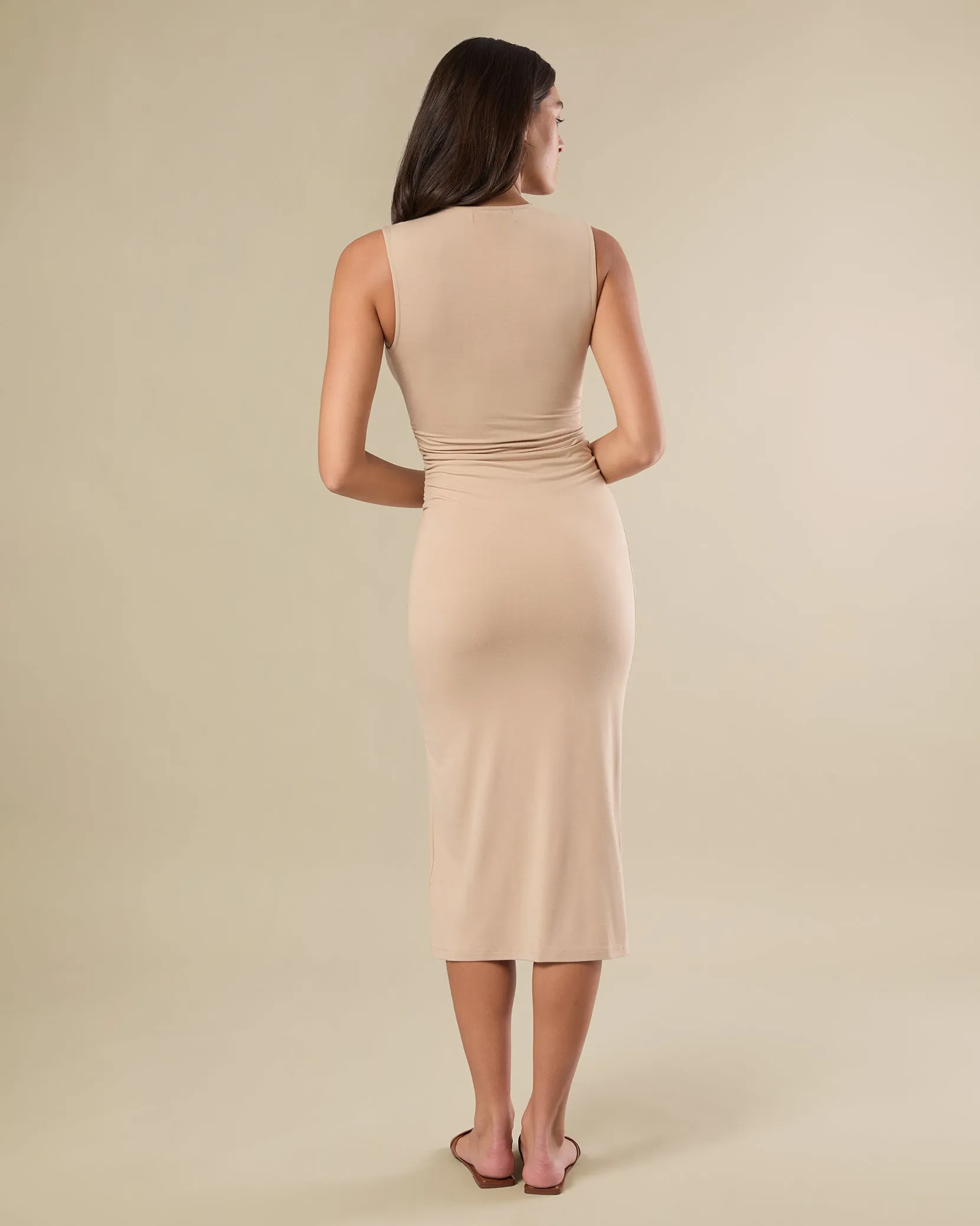 Muscle Tank Ruched Midi Dress