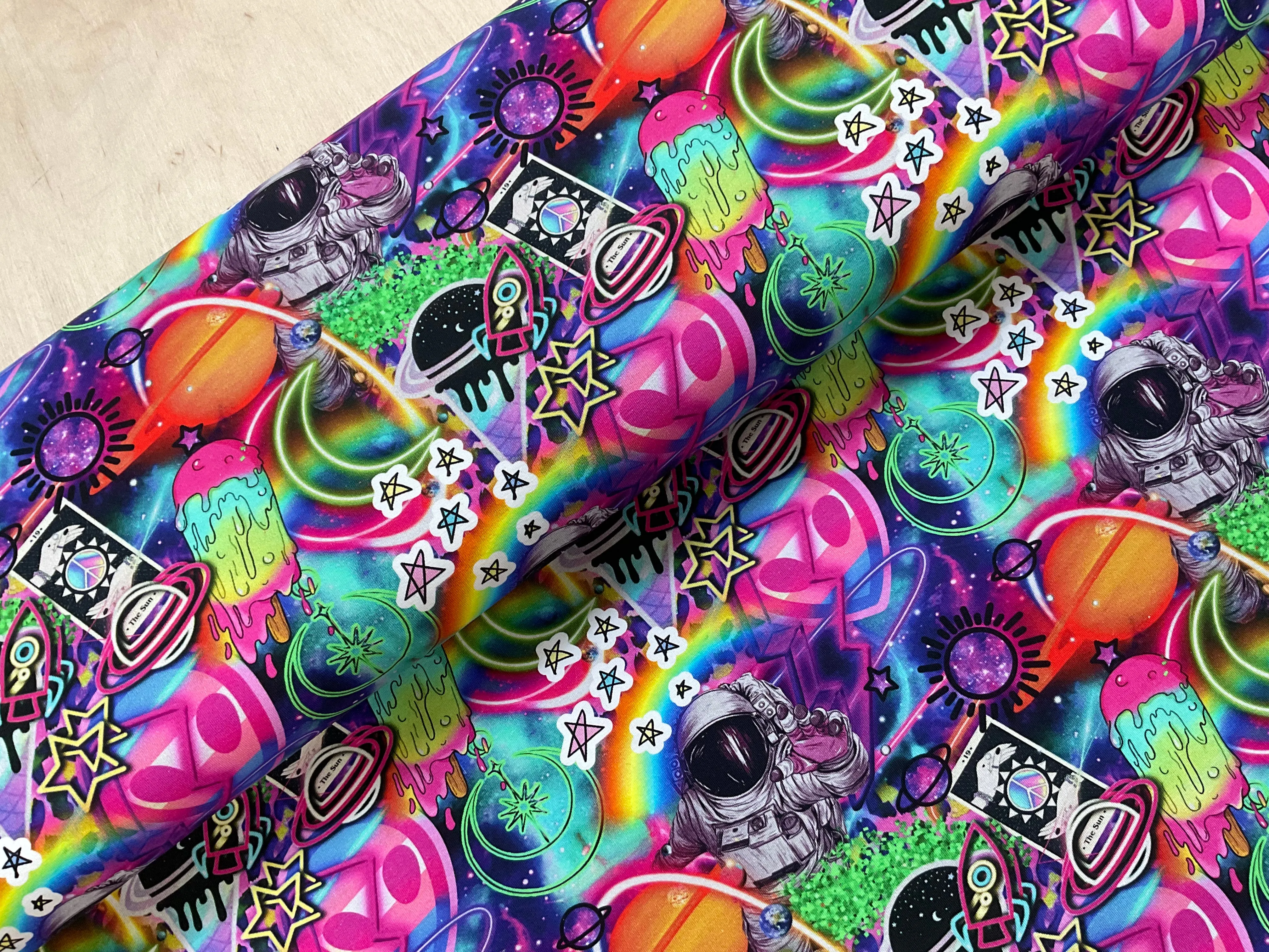 Neon Space Cotton Jersey Fabric