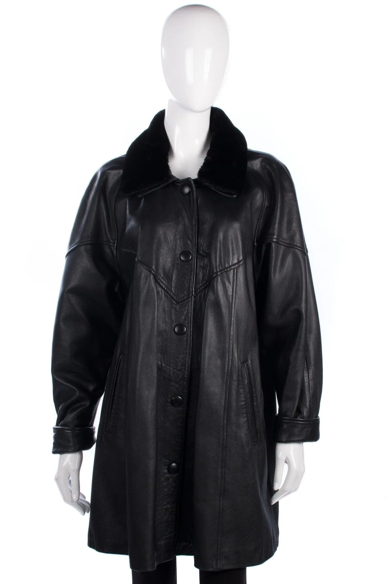 Noble Soft Leather Vintage Coat Black Size M