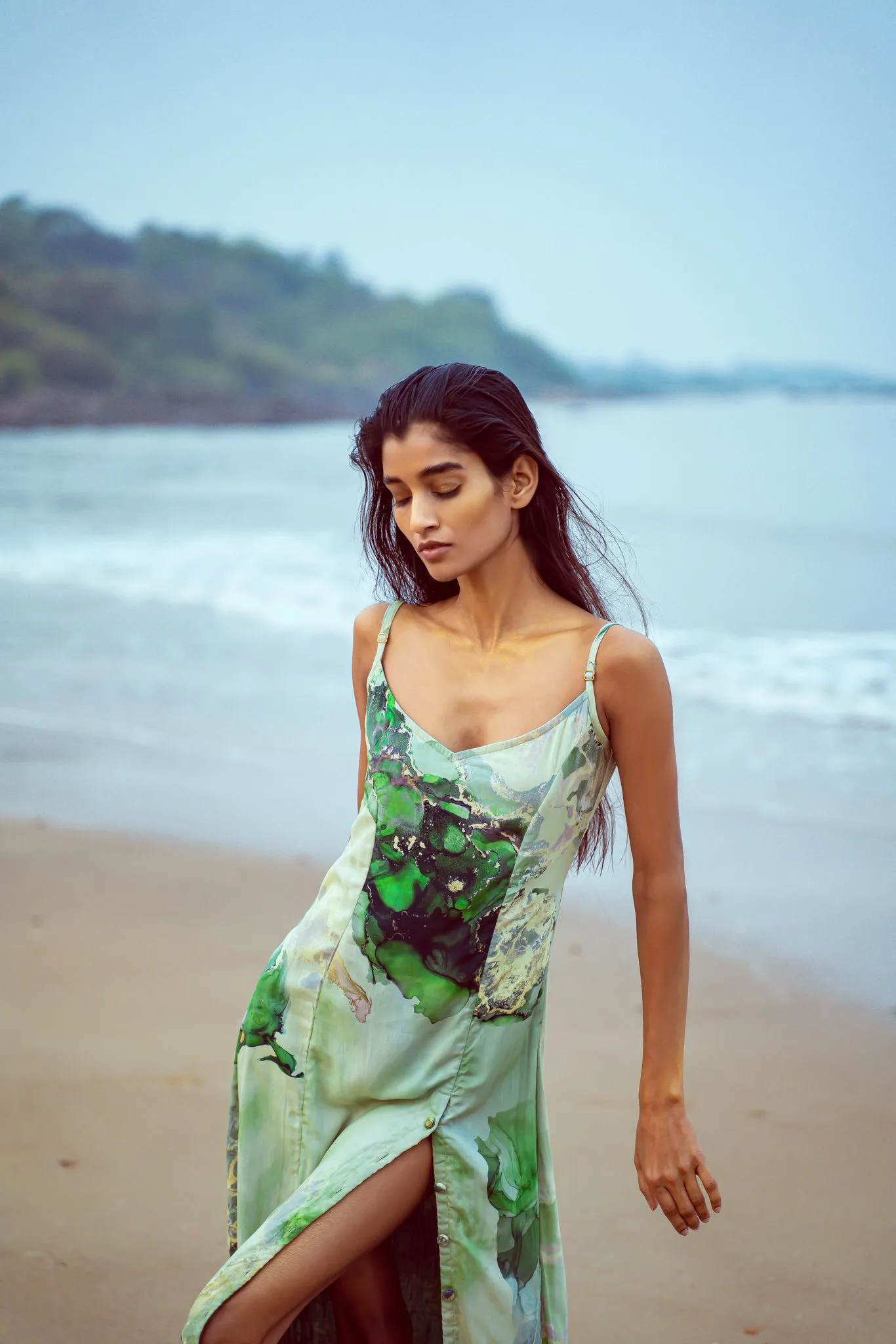 Ocean Glint Slip Dress