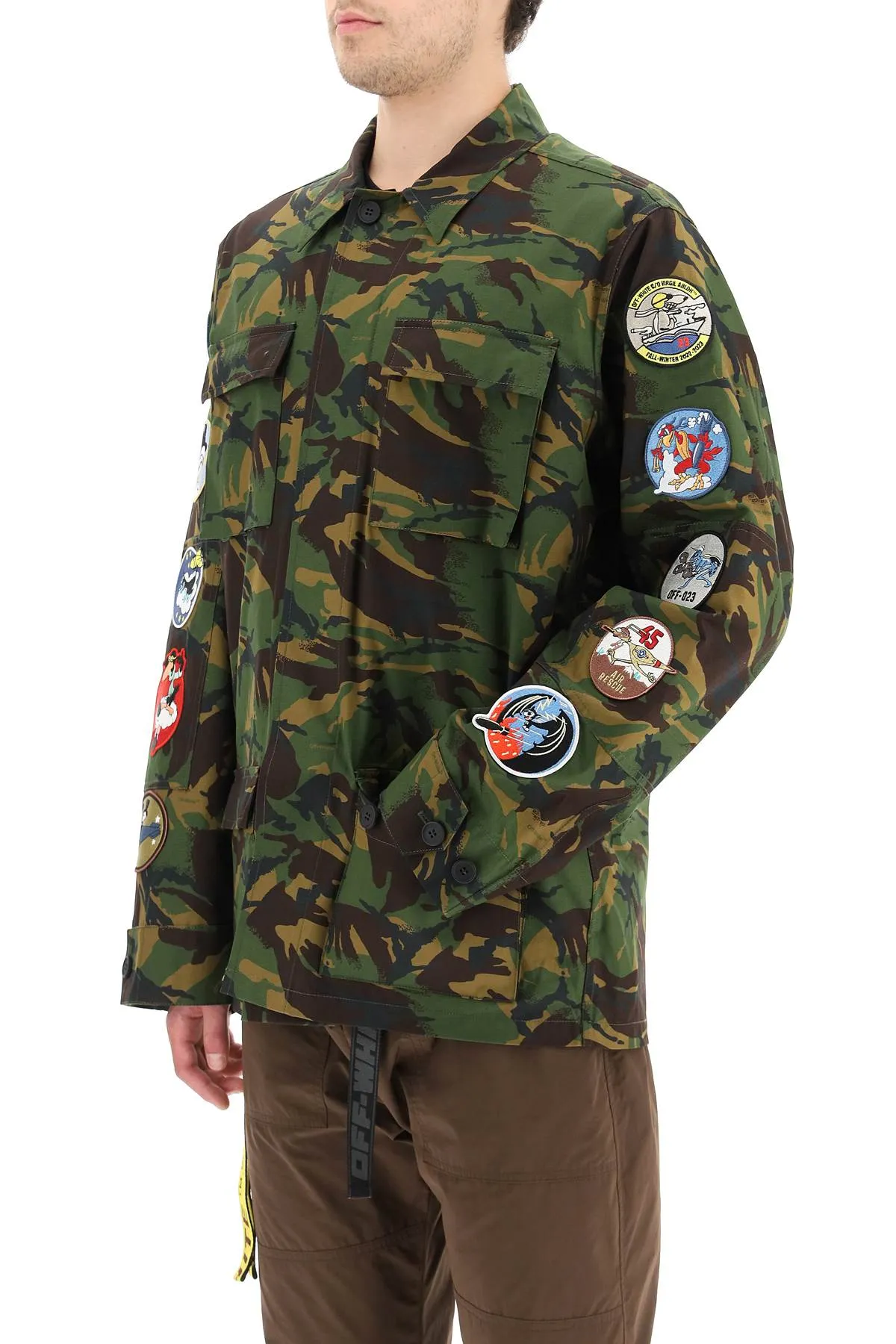 Off-white safari jacket with decorative patches