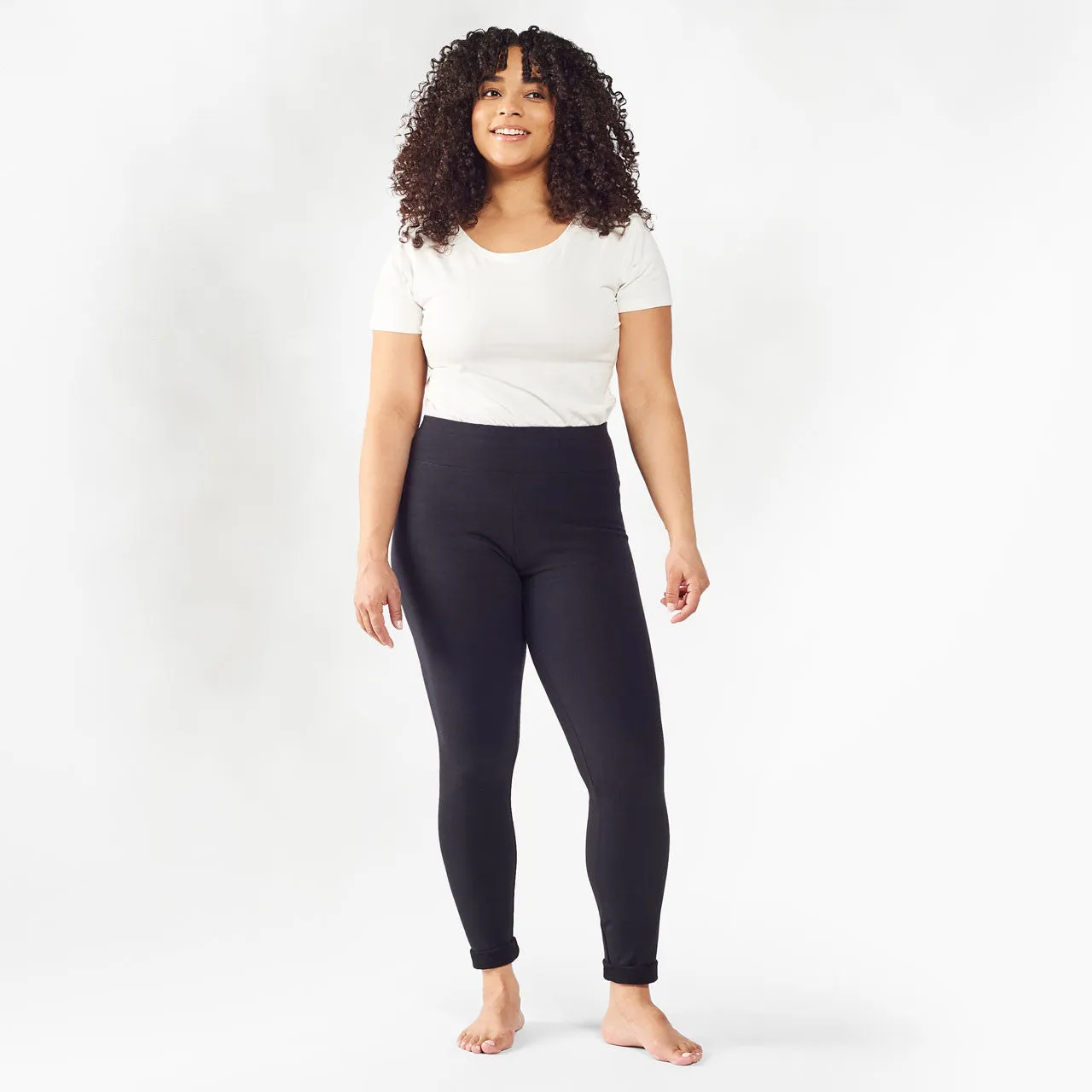 Organic Cotton Fleece Leggings - Black