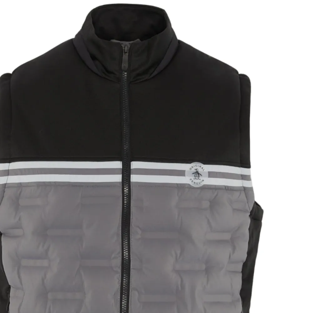 Original Penguin Insulated Mixed Media 80's Bomber Vest - Caviar