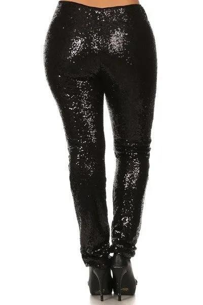 Plus Size Sequined Leggings