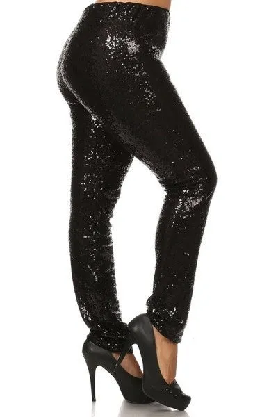 Plus Size Sequined Leggings