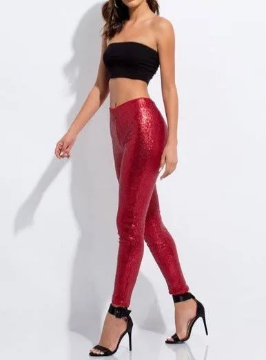 Plus Size Sequined Leggings