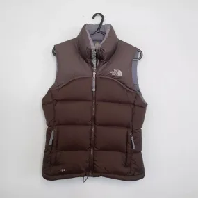 Preowned Vintage The North Face Womens Puffer Gilet Down 700 Fill Size XS Brown TNF Vest