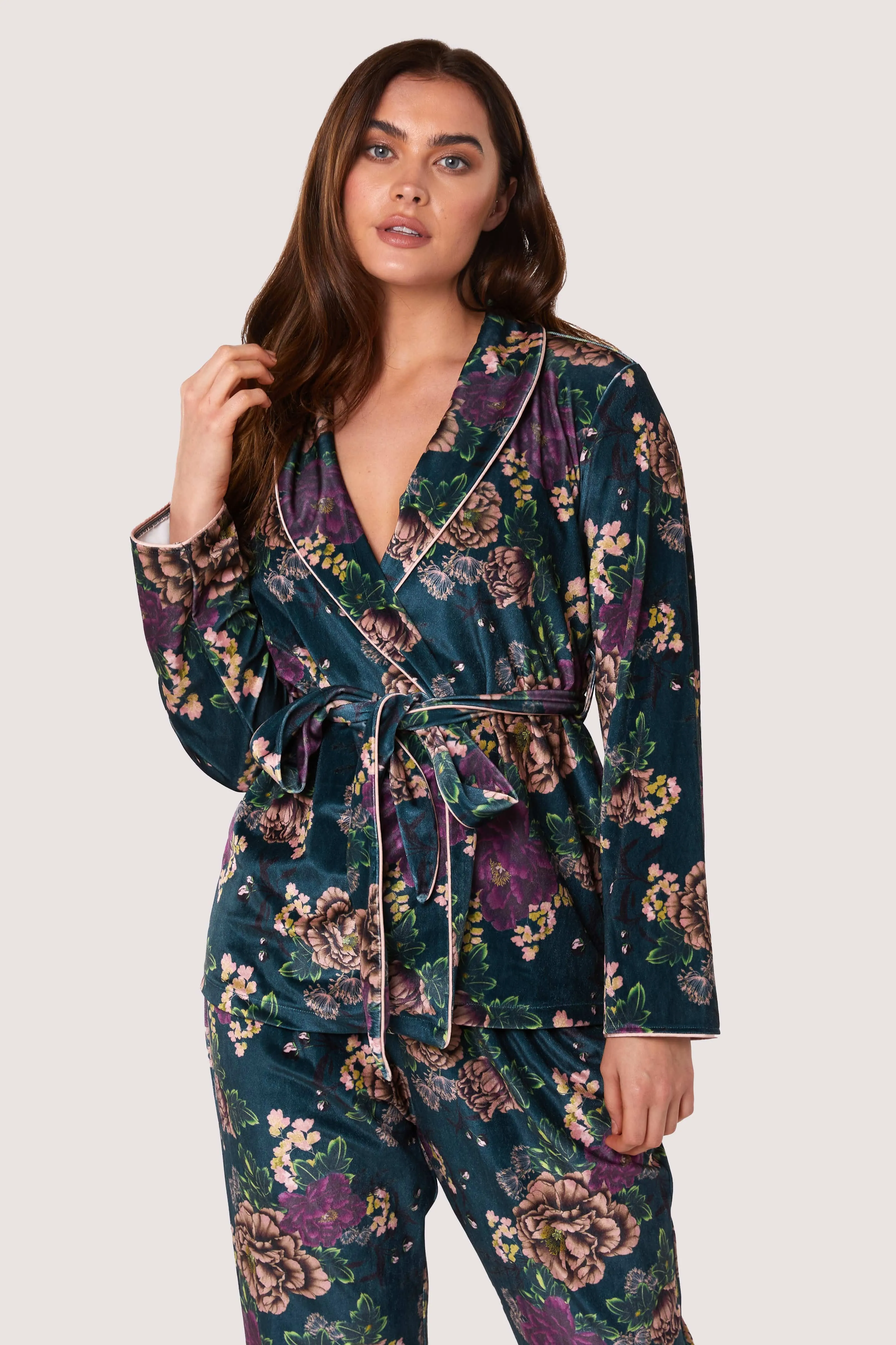 Printed velvet PJ set